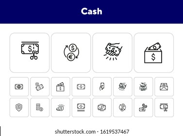 Cash line icon set. Deal, paying, currency exchange. Money concept. Can be used for topics like finance, payment, saving