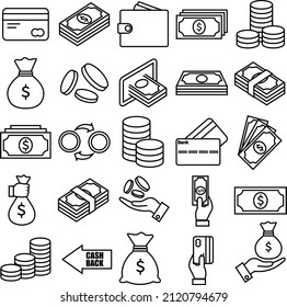 Cash line icon, vector outline logo isolated on white background