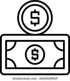 Diseño de icono de Vector de línea de efectivo