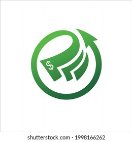 Cash Logo formed circle arrow vector design template logotype