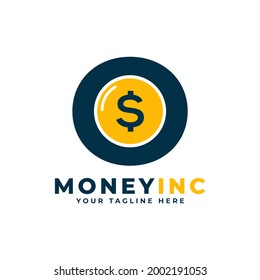 Cash Logo. Letter O with Coin Money Logo Design Template