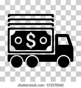 Cash Lorry icon. Vector illustration style is flat iconic symbol, black color, transparent background. Designed for web and software interfaces.