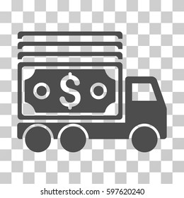 Cash Lorry icon. Vector illustration style is flat iconic symbol, gray color, transparent background. Designed for web and software interfaces.