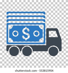 Cash Lorry icon. Vector pictograph style is a flat symbol, color, chess transparent background. Designed for software and web interface toolbars and menus.