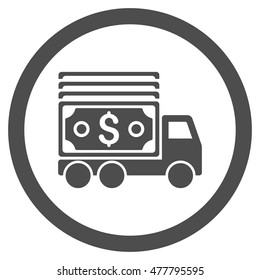 Cash Lorry rounded icon. Vector illustration style is flat iconic symbol, gray color, white background.