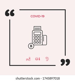 Cash machine, ATM with bitcoin symbol - line icon