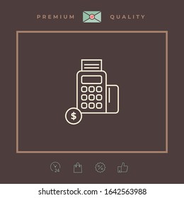 Cash machine, ATM with dollar symbol - line icon. Graphic elements for your design