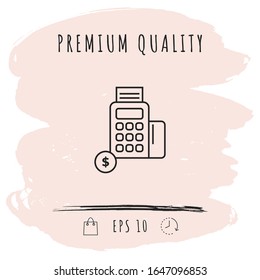 Cash machine, ATM with dollar symbol - line icon. Graphic elements for your design