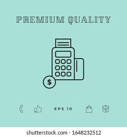 Cash machine, ATM with dollar symbol - line icon. Graphic elements for your design