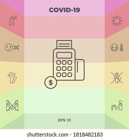 Cash machine, ATM with dollar symbol - line icon. Graphic elements for your design