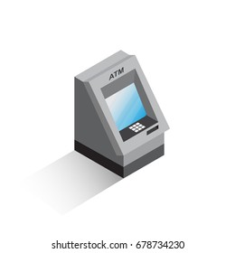 Cash machine, ATM, isometric, vector illustration.