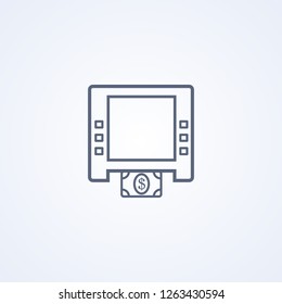 Cash machine, atm, vector best gray line icon on white background , EPS 10