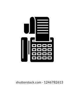 Cash machine black icon, vector sign on isolated background. Cash machine concept symbol, illustration 