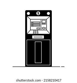 Cash machine. black and white vector graphic