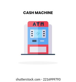 Icono plano de la máquina de efectivo. Ilustración vectorial sobre fondo blanco. Se puede usar para productos digitales, presentación, interfaz de usuario y muchos más.