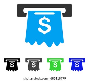 Cash Machine flat vector pictogram. Colored cash machine gray, black, blue, green icon versions. Flat icon style for web design.