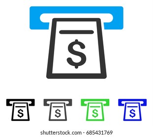 Cash Machine flat vector pictogram. Colored cash machine gray, black, blue, green icon versions. Flat icon style for application design.
