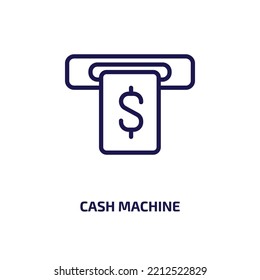 Cash Machine Icon From Cryptocurrency Collection. Thin Linear Cash Machine, Cash, Money Outline Icon Isolated On White Background. Line Vector Cash Machine Sign, Symbol For Web And Mobile