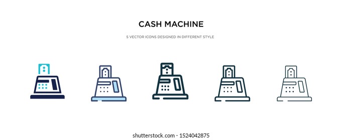cash machine icon in different style vector illustration. two colored and black cash machine vector icons designed in filled, outline, line and stroke style can be used for web, mobile, ui
