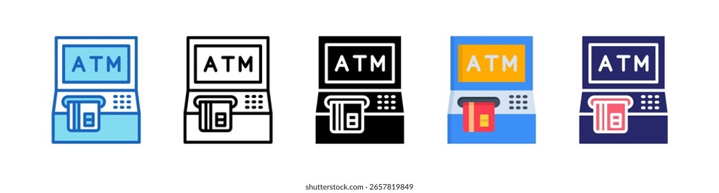 Cash Machine Icon Multiple Style Set Collection.