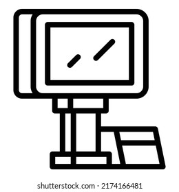 Cash machine icon outline vector. Register pos. Store screen