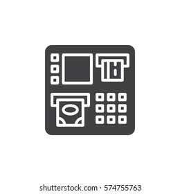 Cash Machine Icon Vector, Filled Flat Sign, Solid Pictogram Isolated On White. ATM Symbol, Logo Illustration