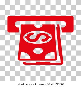 Cash Machine icon. Vector illustration style is flat iconic symbol, red color, transparent background. Designed for web and software interfaces.
