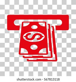 Cash Machine icon. Vector illustration style is flat iconic symbol, red color, transparent background. Designed for web and software interfaces.