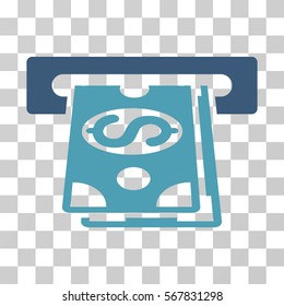 Cash Machine icon. Vector illustration style is flat iconic bicolor symbol, cyan and blue colors, transparent background. Designed for web and software interfaces.
