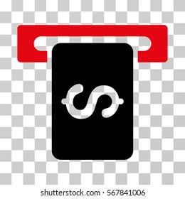 Cash Machine icon. Vector illustration style is flat iconic bicolor symbol, intensive red and black colors, transparent background. Designed for web and software interfaces.