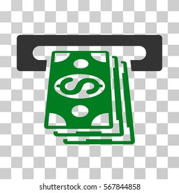 Cash Machine icon. Vector illustration style is flat iconic bicolor symbol, green and gray colors, transparent background. Designed for web and software interfaces.