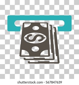 Cash Machine icon. Vector illustration style is flat iconic bicolor symbol, grey and cyan colors, transparent background. Designed for web and software interfaces.