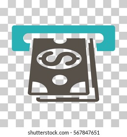 Cash Machine icon. Vector illustration style is flat iconic bicolor symbol, grey and cyan colors, transparent background. Designed for web and software interfaces.