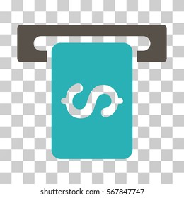 Cash Machine icon. Vector illustration style is flat iconic bicolor symbol, grey and cyan colors, transparent background. Designed for web and software interfaces.