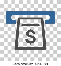 Cash Machine icon. Vector illustration style is flat iconic bicolor symbol, cobalt and gray colors, transparent background. Designed for web and software interfaces.
