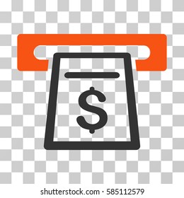 Cash Machine icon. Vector illustration style is flat iconic bicolor symbol, orange and gray colors, transparent background. Designed for web and software interfaces.
