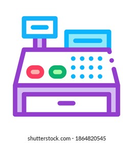 Cash Machine Icon Vector. Outline Cash Machine Sign. Isolated Contour Symbol Illustration