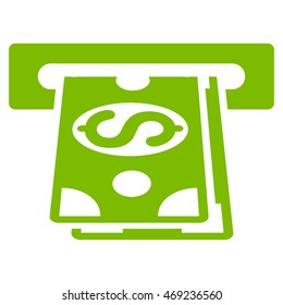 Cash Machine icon. Vector style is flat iconic symbol with rounded angles, eco green color, white background.