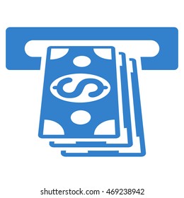 Cash Machine icon. Vector style is flat iconic symbol with rounded angles, cobalt color, white background.