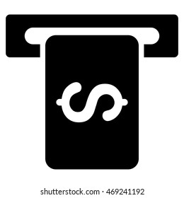 Cash Machine icon. Vector style is flat iconic symbol with rounded angles, black color, white background.