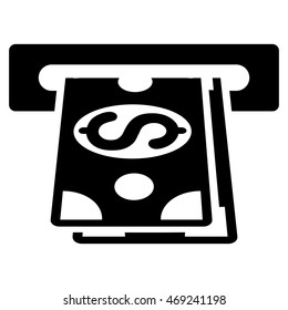 Cash Machine icon. Vector style is flat iconic symbol with rounded angles, black color, white background.
