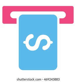 Cash Machine icon. Vector style is bicolor flat iconic symbol with rounded angles, pink and blue colors, white background.