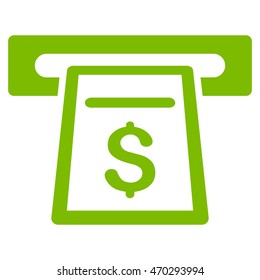 Cash Machine icon. Vector style is flat iconic symbol with rounded angles, eco green color, white background.