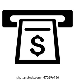 Cash Machine icon. Vector style is flat iconic symbol with rounded angles, black color, white background.