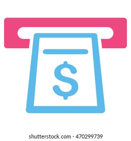 Cash Machine icon. Vector style is bicolor flat iconic symbol with rounded angles, pink and blue colors, white background.