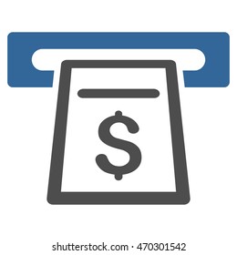 Cash Machine icon. Vector style is bicolor flat iconic symbol with rounded angles, cobalt and gray colors, white background.