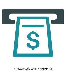 Cash Machine icon. Vector style is bicolor flat iconic symbol with rounded angles, soft blue colors, white background.