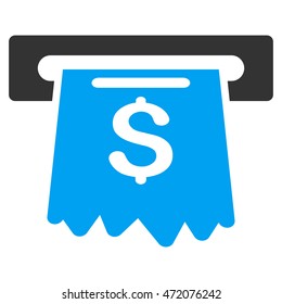 Cash Machine icon. Vector style is bicolor flat iconic symbol with rounded angles, blue and gray colors, white background.