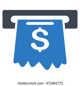 Cash Machine icon. Vector style is bicolor flat iconic symbol with rounded angles, smooth blue colors, white background.