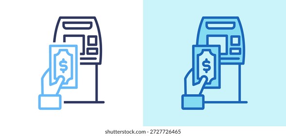 Cash Machine Icon whiteblue Vector Illustration